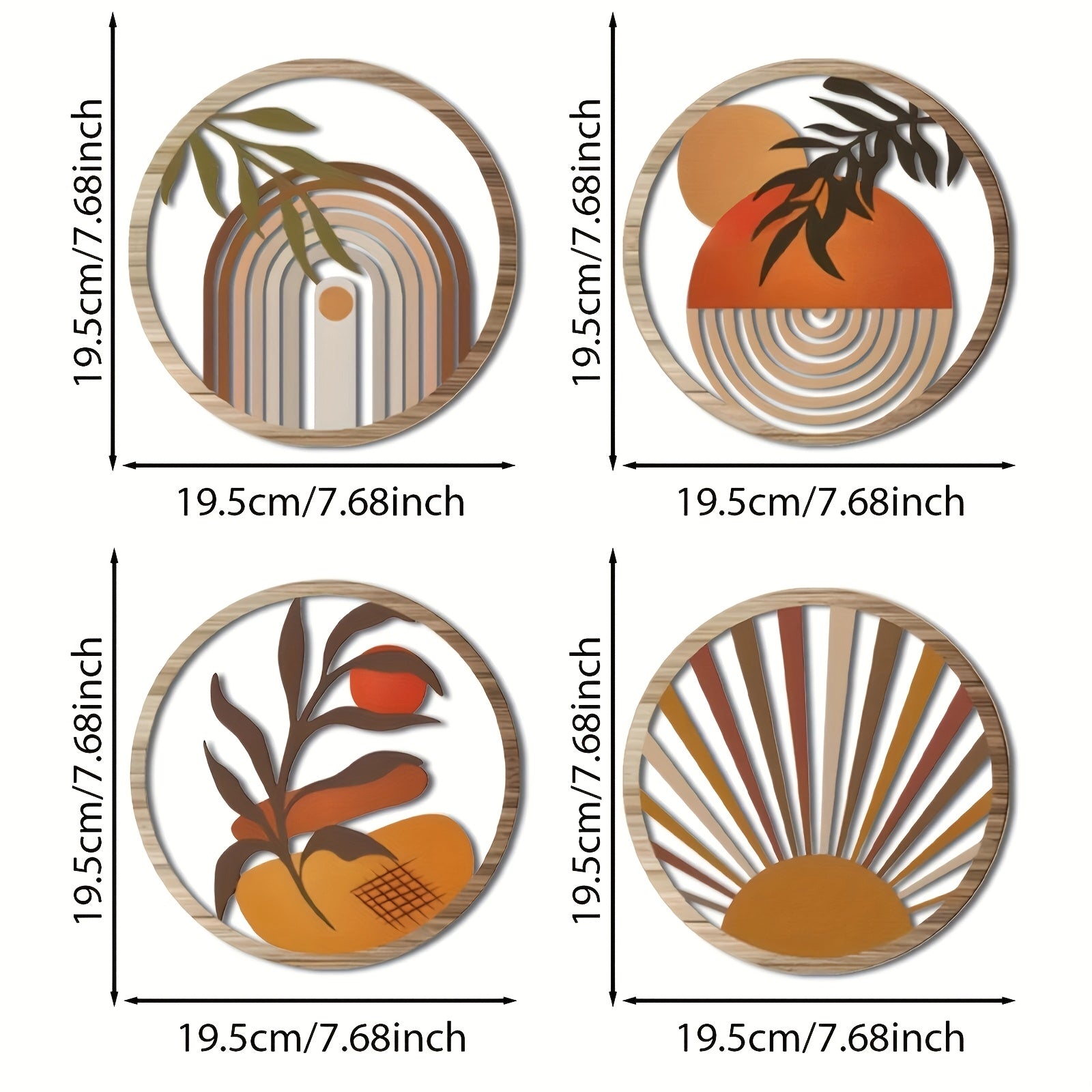 RuralAura Boho Wooden Wall Art Set – Rustic Carved Hanging Sculptures