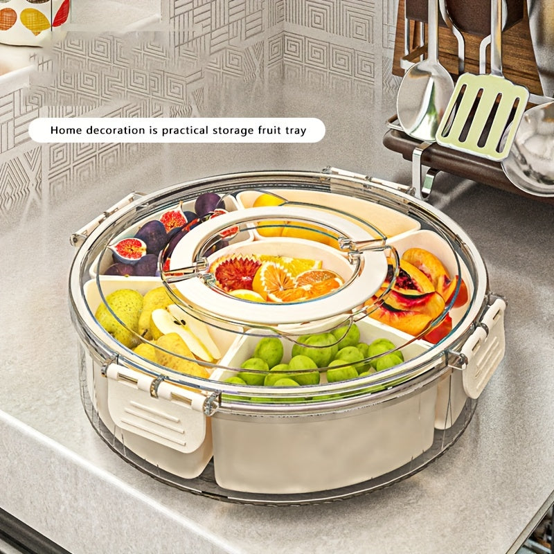 RevolveBites Rotating Snack Organizer – Round Plastic Divided Food Storage Container