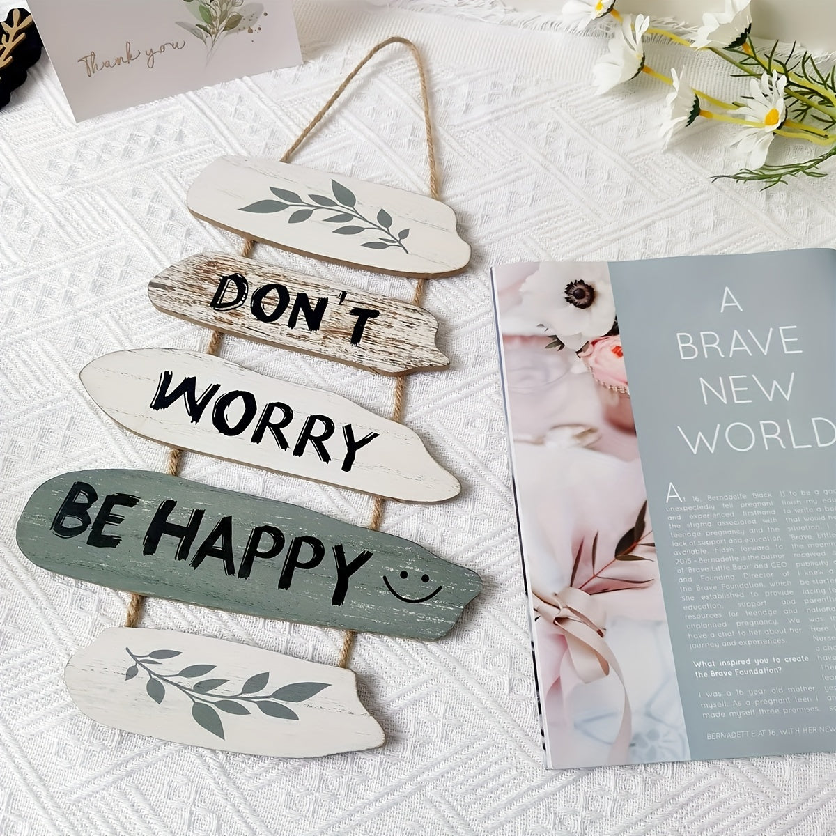 RusticGlow - "Don't Worry, Be Happy" Wooden Wall Hanging Decor