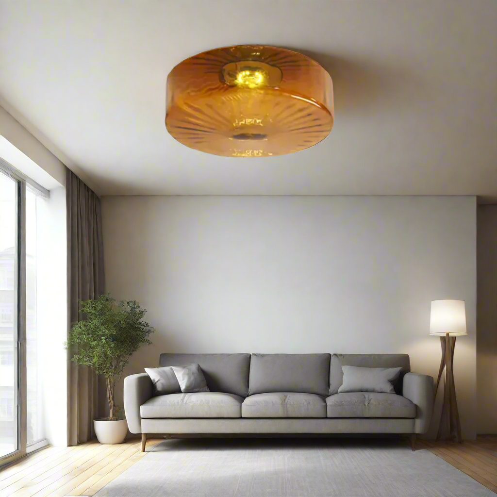 GlowSphere - Textured Amber Glass Recessed Ceiling Light