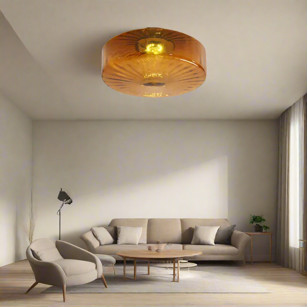 GlowSphere - Textured Amber Glass Recessed Ceiling Light