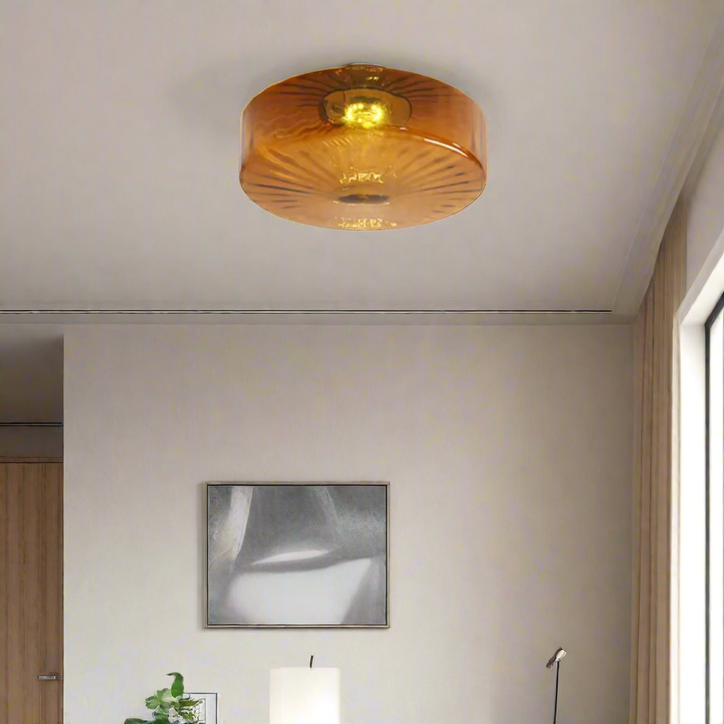 GlowSphere - Textured Amber Glass Recessed Ceiling Light