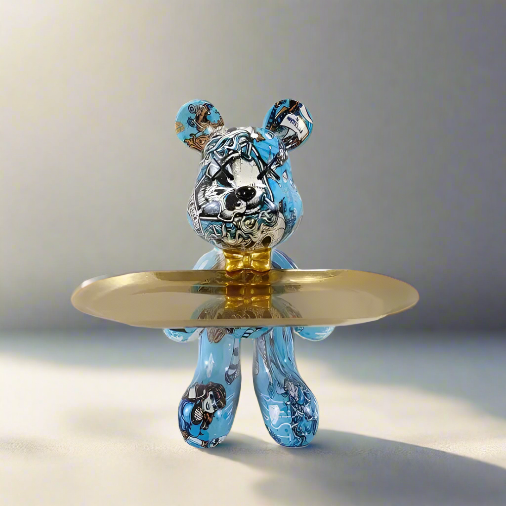 ButlerBear Decorative Bear Sculpture with Tray – Functional Home Accent