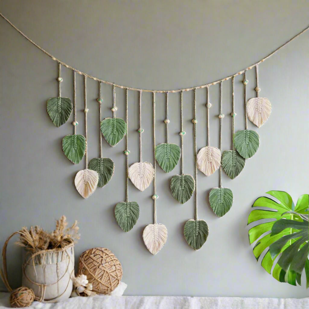 BohoBloom- Handwoven Leaf Garland Wall Hanging