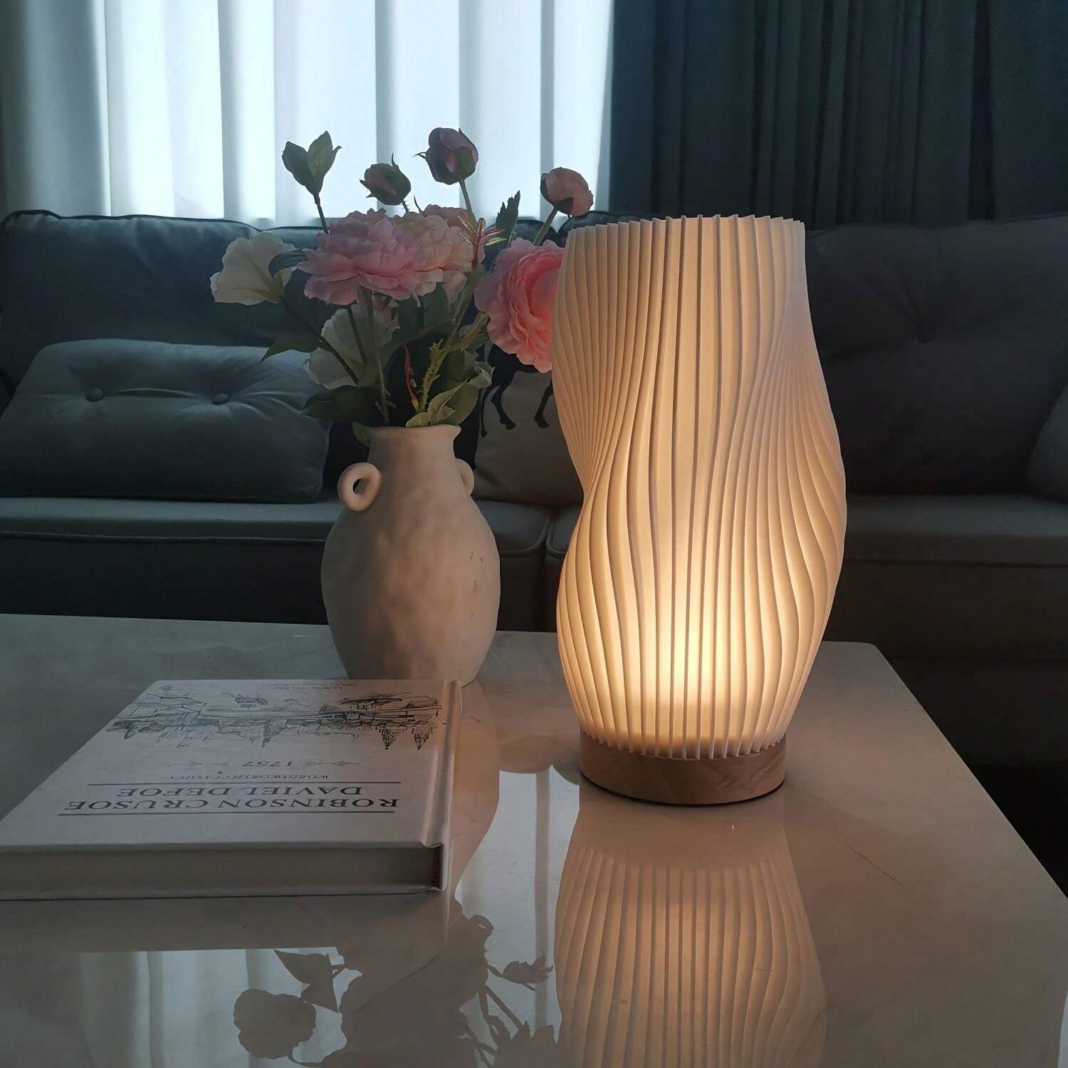 WaveLume - Modern Pleated Table Lamp with Sculptural Design