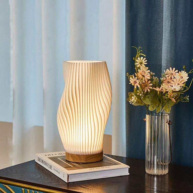 WaveLume - Modern Pleated Table Lamp with Sculptural Design