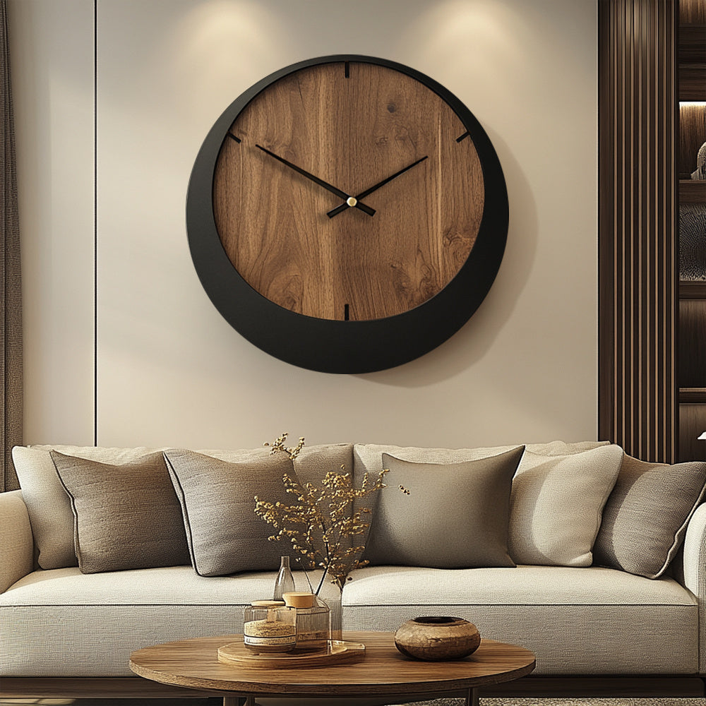 Modern Minimalist Round Wooden Wall Clock | Decorative Timepiece for Stylish Interiors