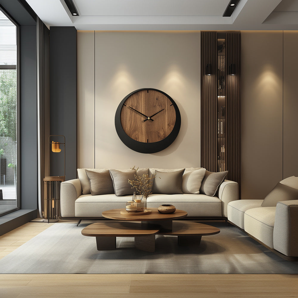 Modern Minimalist Round Wooden Wall Clock | Decorative Timepiece for Stylish Interiors