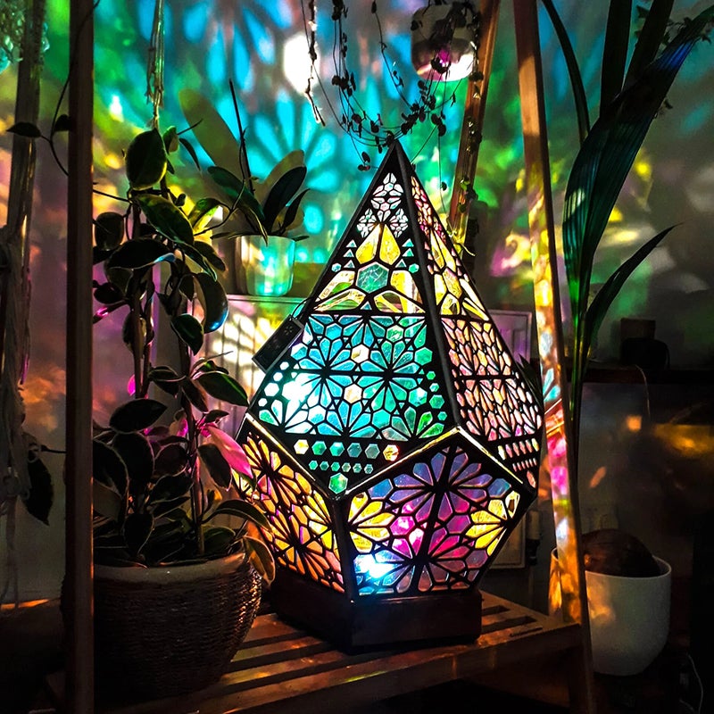 Celestia Bohemian Wooden Star Projector Lamp – Colorful LED Night Light