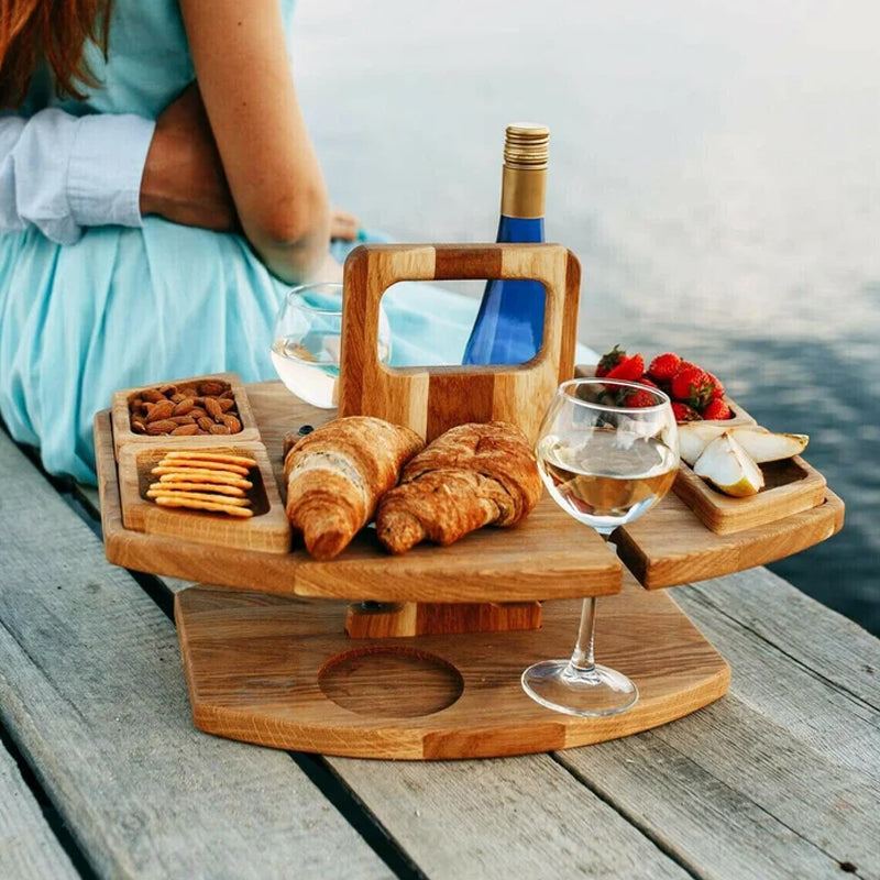 Portable Wooden Picnic Wine Table