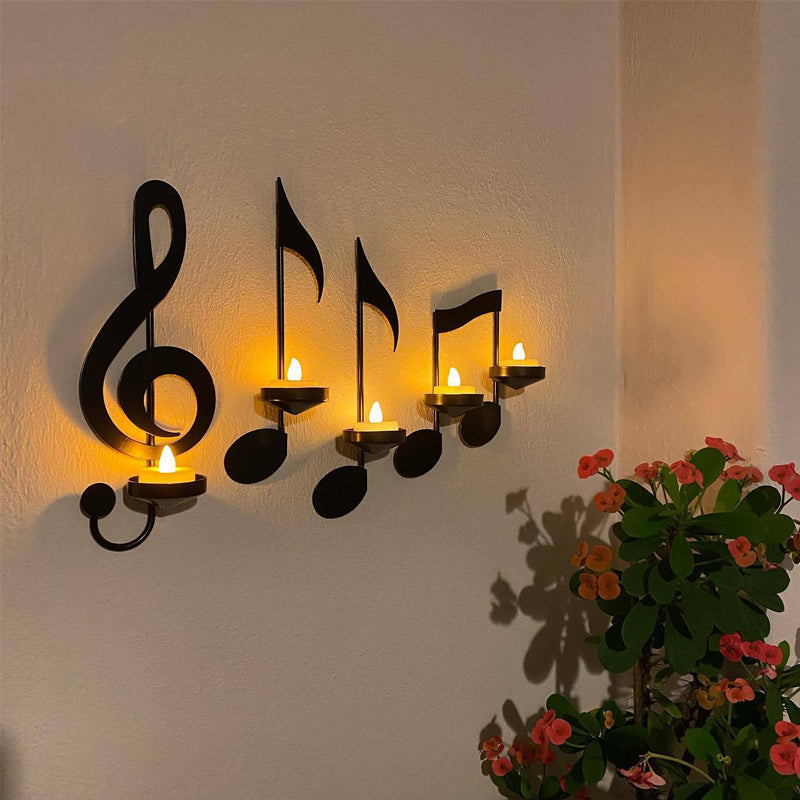 MelodicGlow – Musical Note Wall-Mounted Candle Holder