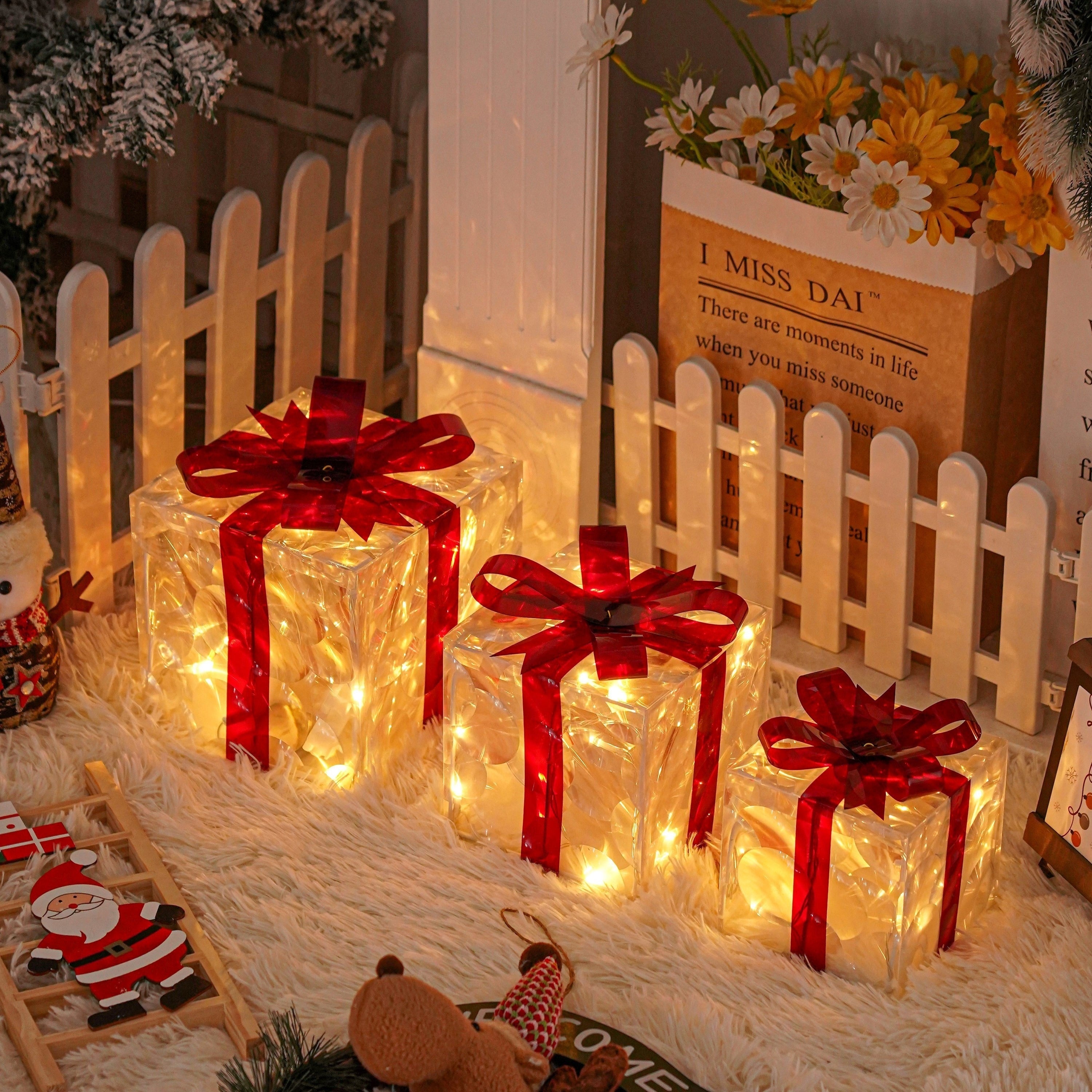 LumiGlow Christmas Lighted Gift Box Set