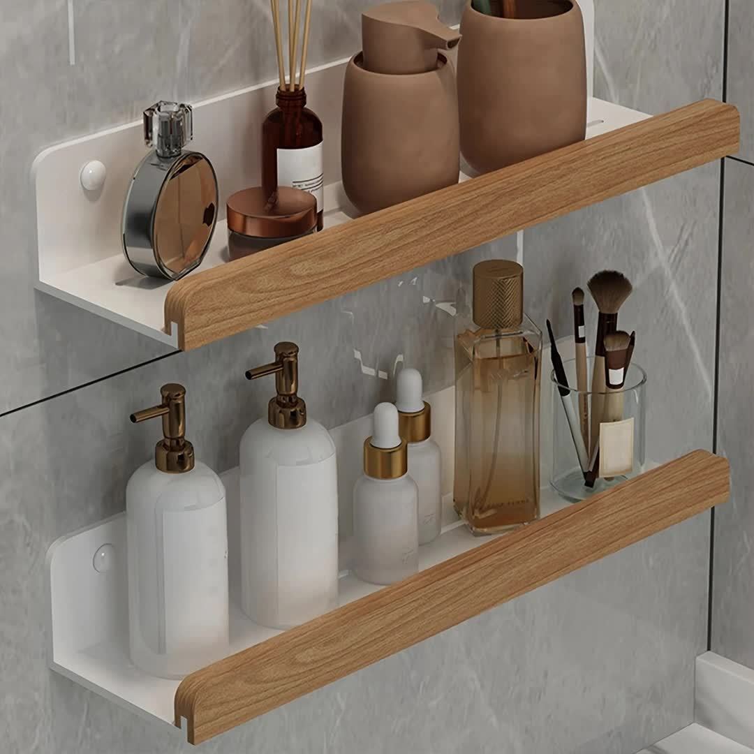 RustiRack Wall Shelf – Rustic Bathroom Storage Solution with No-Drill Installation