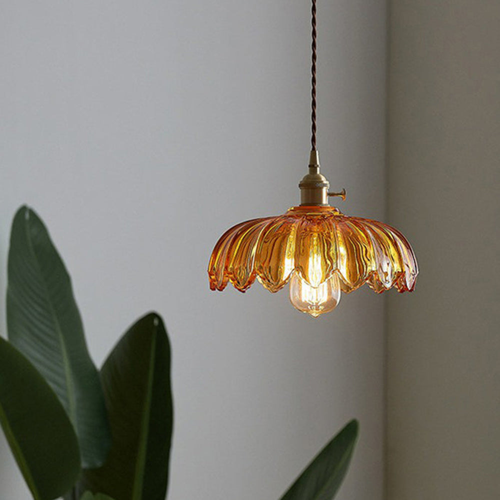 BlossomGlow – Elegant Scalloped Glass Ceiling Light