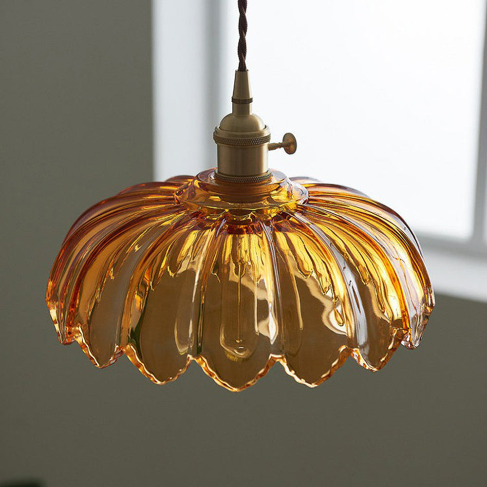 BlossomGlow – Elegant Scalloped Glass Ceiling Light