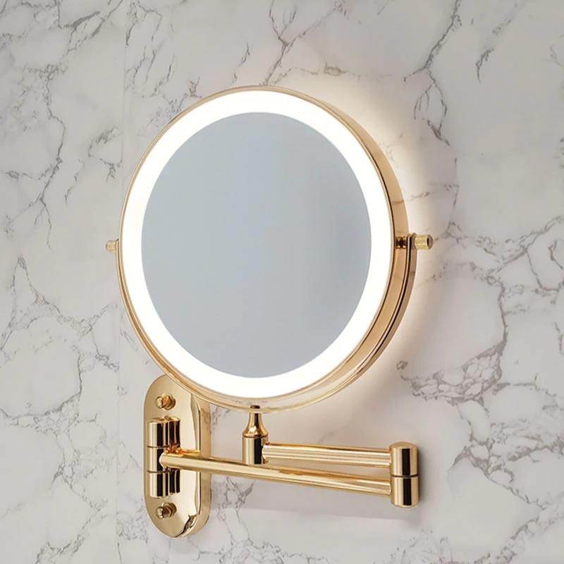 LumiGlow - Gold LED Lighted Swivel Makeup Mirror