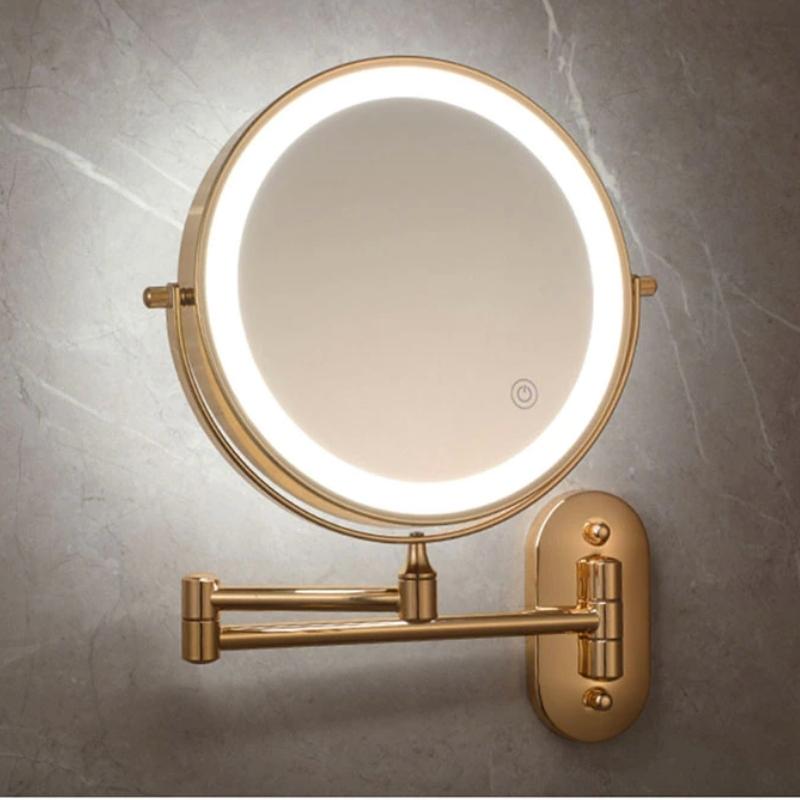 LumiGlow - Gold LED Lighted Swivel Makeup Mirror
