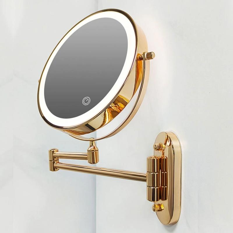 LumiGlow - Gold LED Lighted Swivel Makeup Mirror