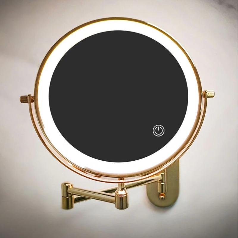 LumiGlow - Gold LED Lighted Swivel Makeup Mirror