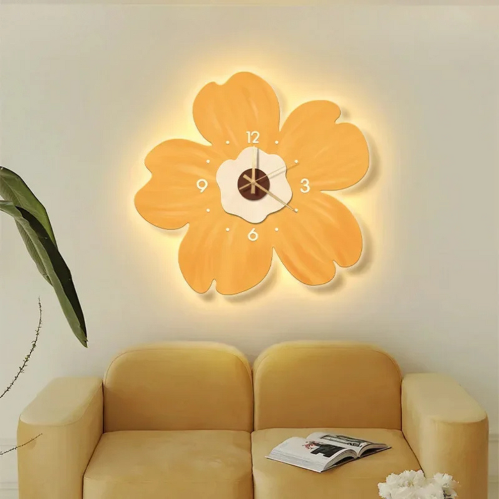 BloomGlow - Wall-mounted Flower Clock with Gentle LED Lighting