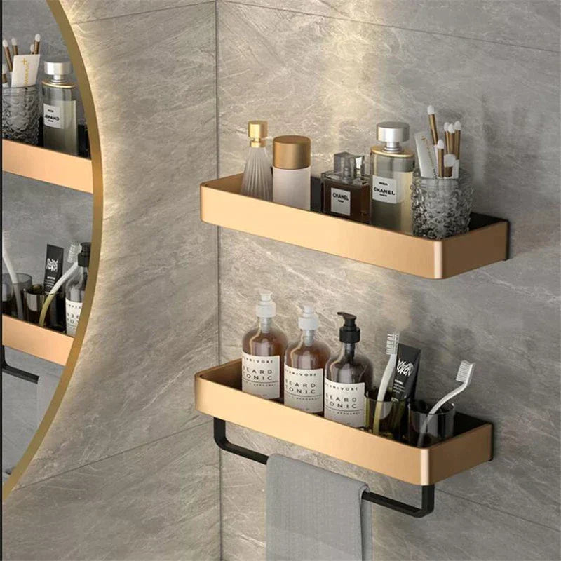 EleganceSpace - Wall-Mounted Bathroom Shelf with Hooks and Towel Bar