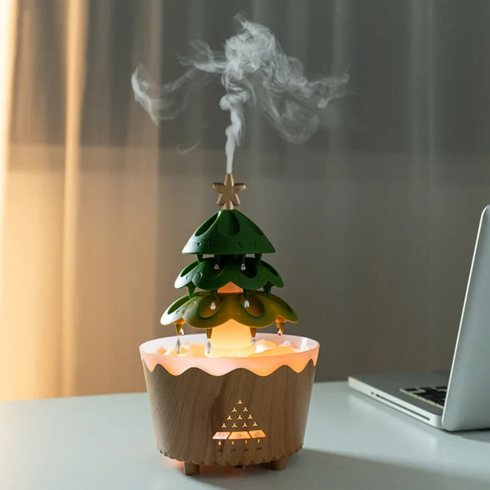 EverGlow - Festive Wooden Aromatherapy LED Lamp with Remote Control