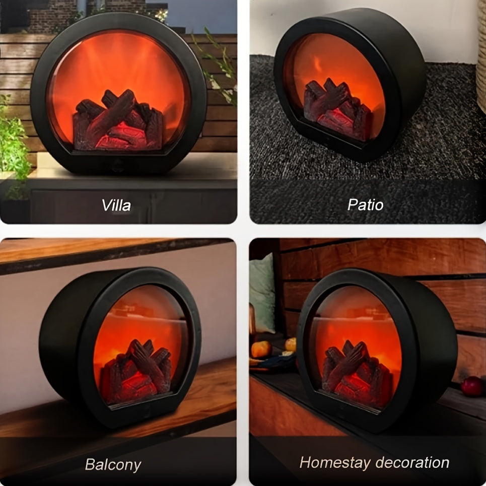 GlowHearth - Round Tabletop Fireplace with Realistic LED Flames
