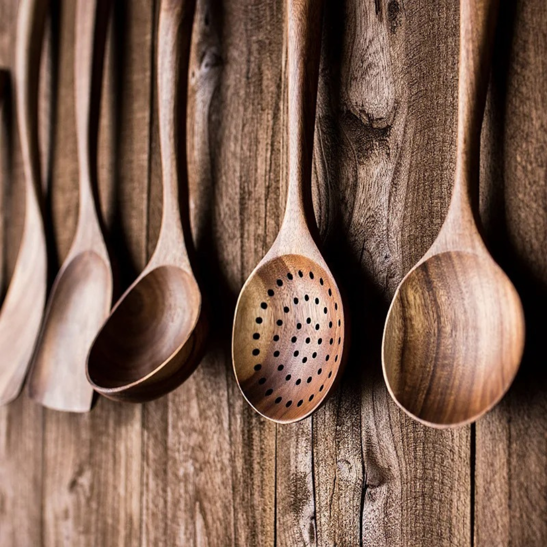 RusticElegance - Wooden Cooking Utensils Set