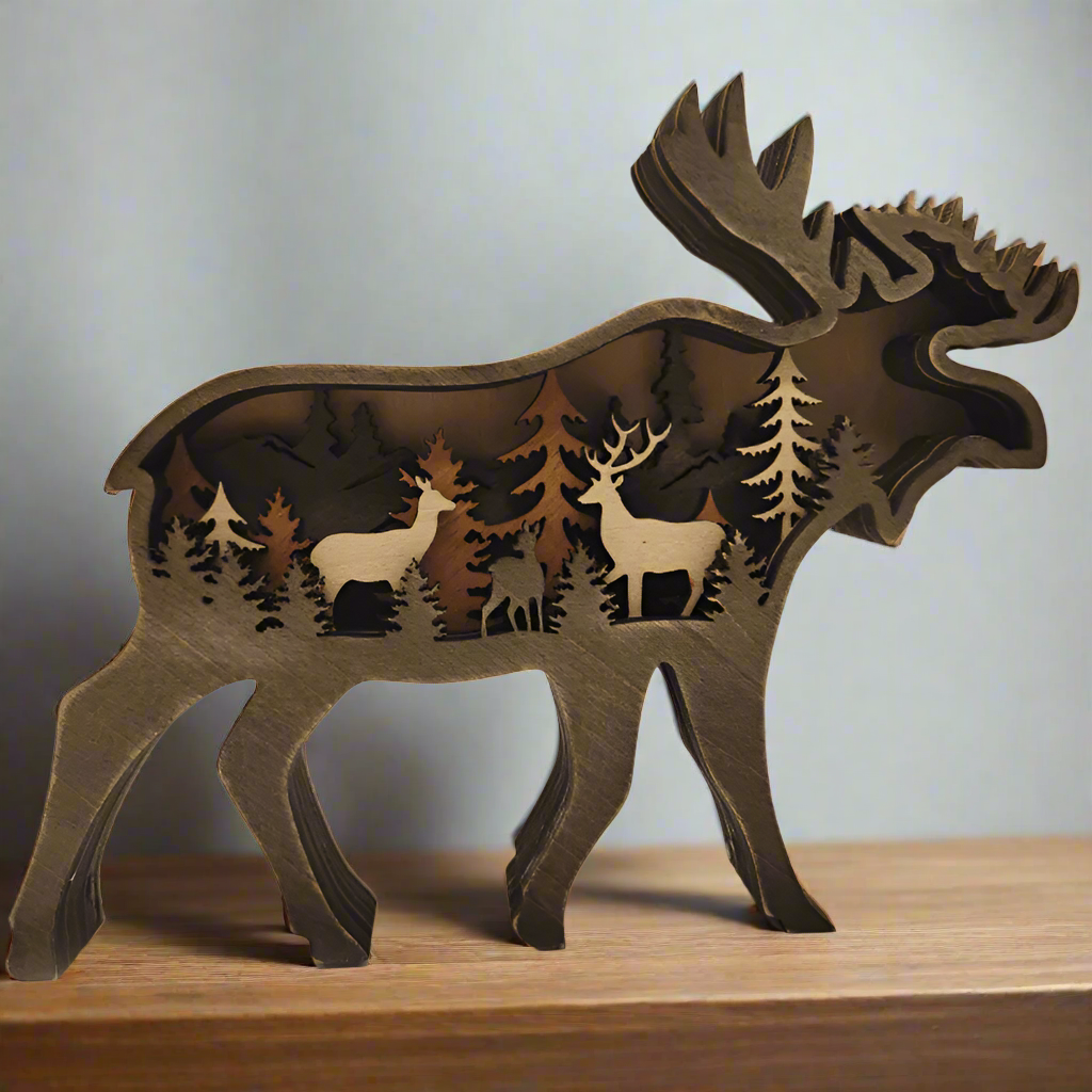 Everly 3D Handcrafted Wooden Animal Sculpture – Unique Art Decor & Gift