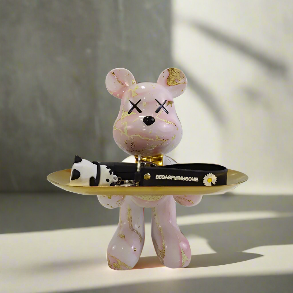 ButlerBear Decorative Bear Sculpture with Tray – Functional Home Accent