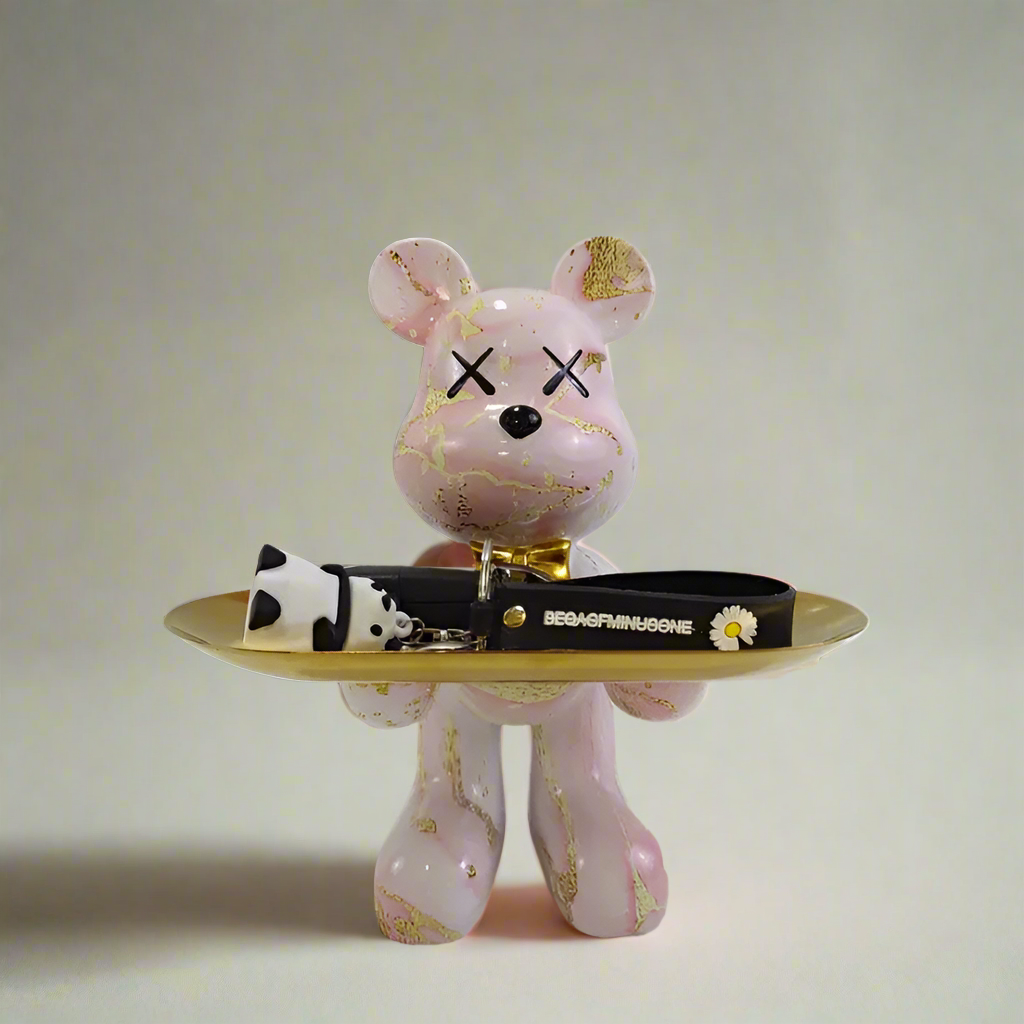 ButlerBear Decorative Bear Sculpture with Tray – Functional Home Accent