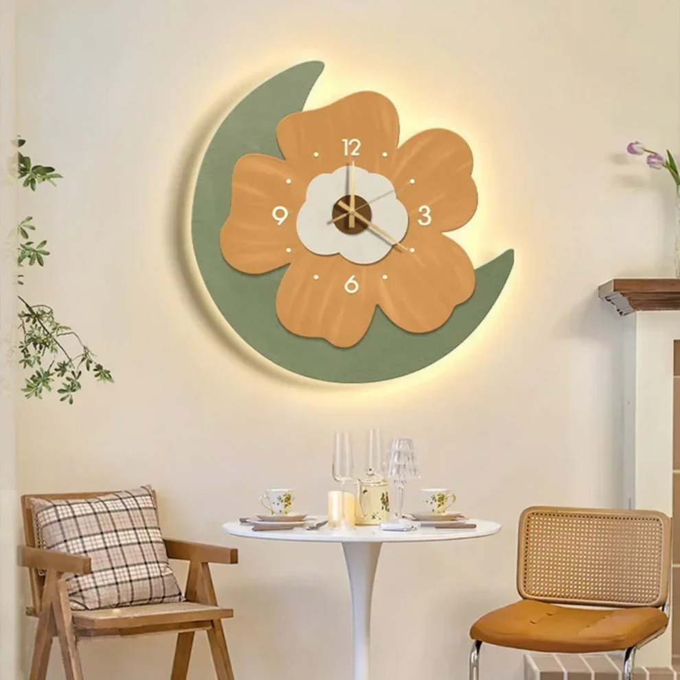 BloomGlow - Wall-mounted Flower Clock with Gentle LED Lighting