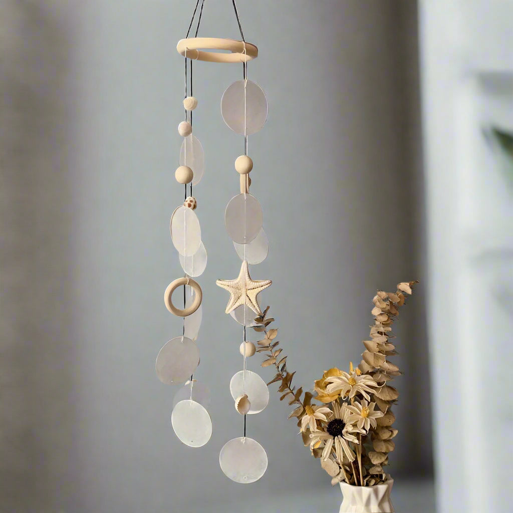 SeaWhispers - Coastal Shell and Starfish Wind Chime Decor