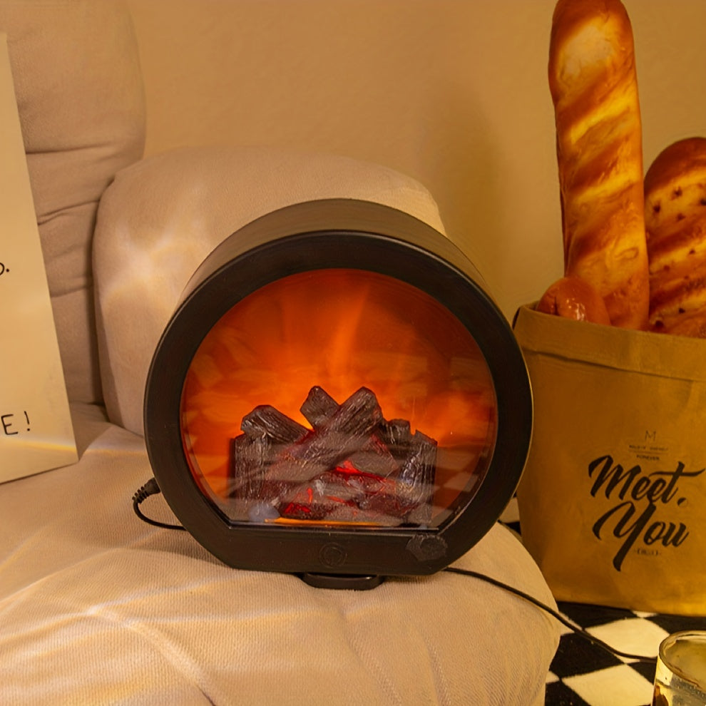 GlowHearth - Round Tabletop Fireplace with Realistic LED Flames