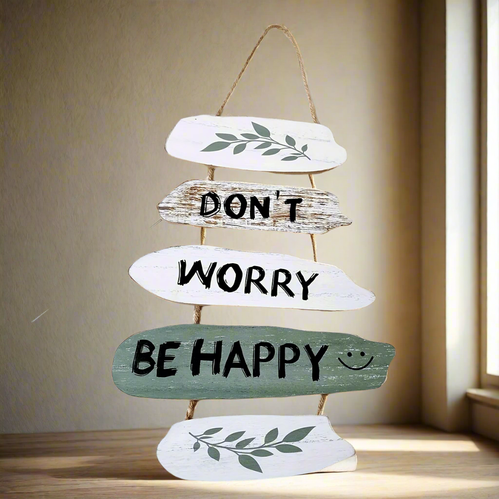 RusticGlow - "Don't Worry, Be Happy" Wooden Wall Hanging Decor