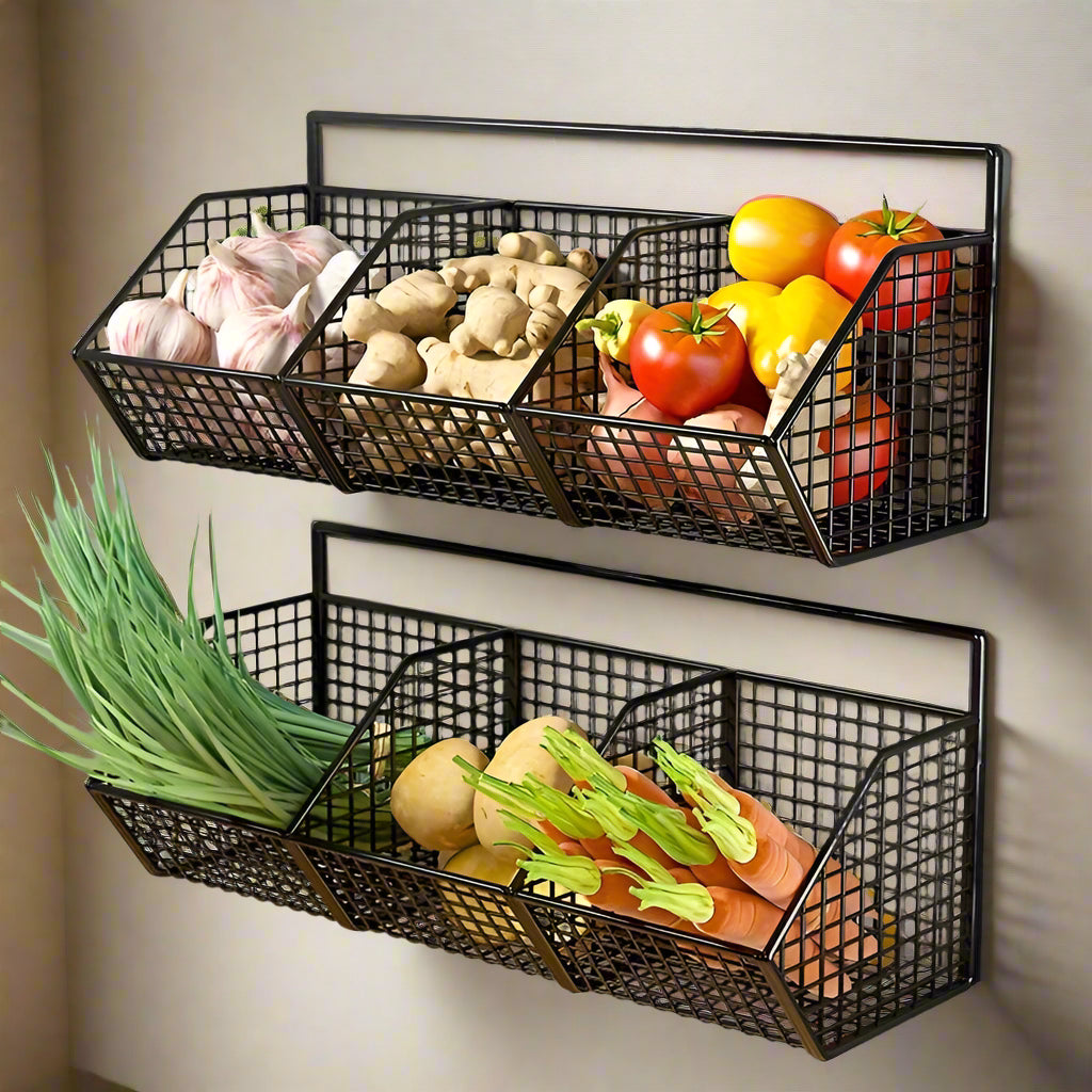 Wall-Mounted Kitchen Storage Basket – Space-Saving Hanging Organizer