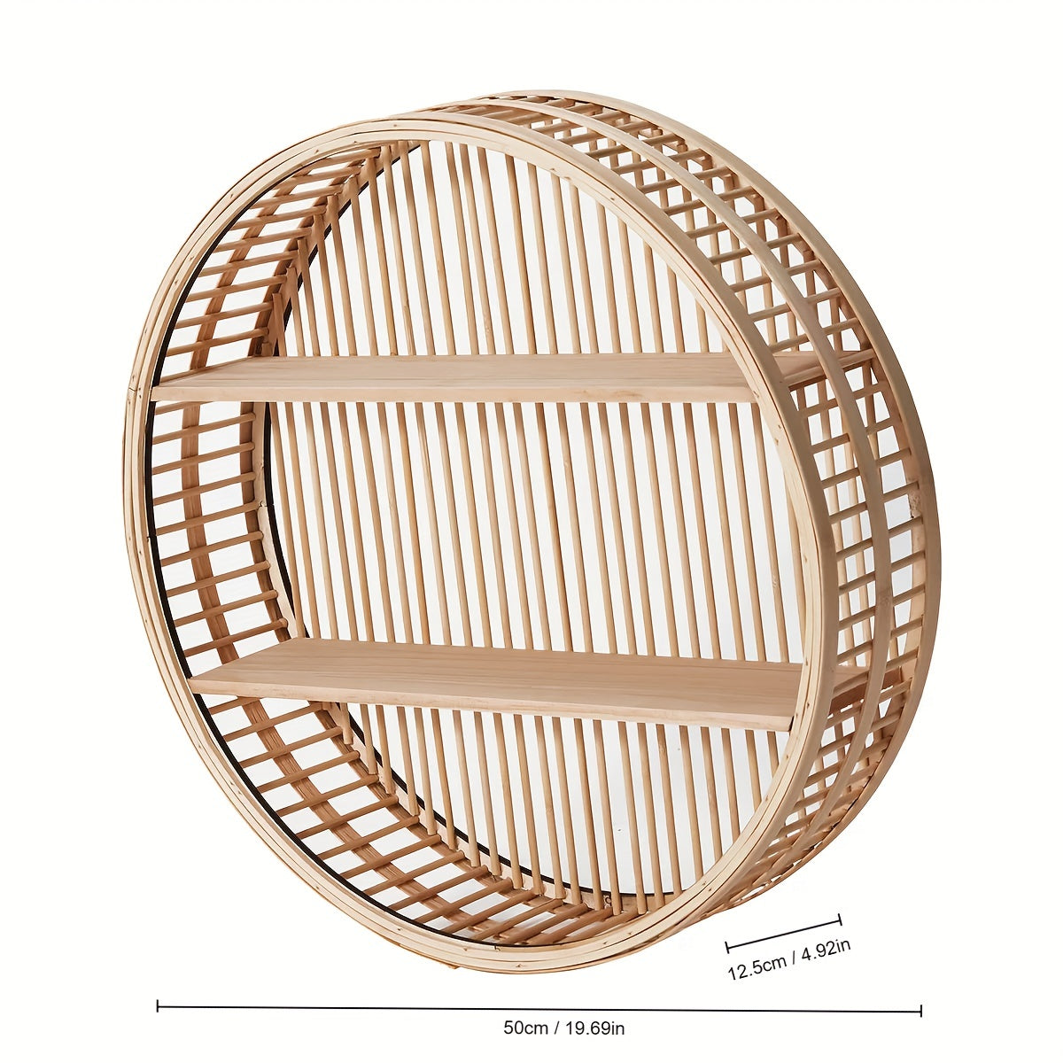 Bambloom - Round Bamboo Wall Shelf with 2-Tier Display