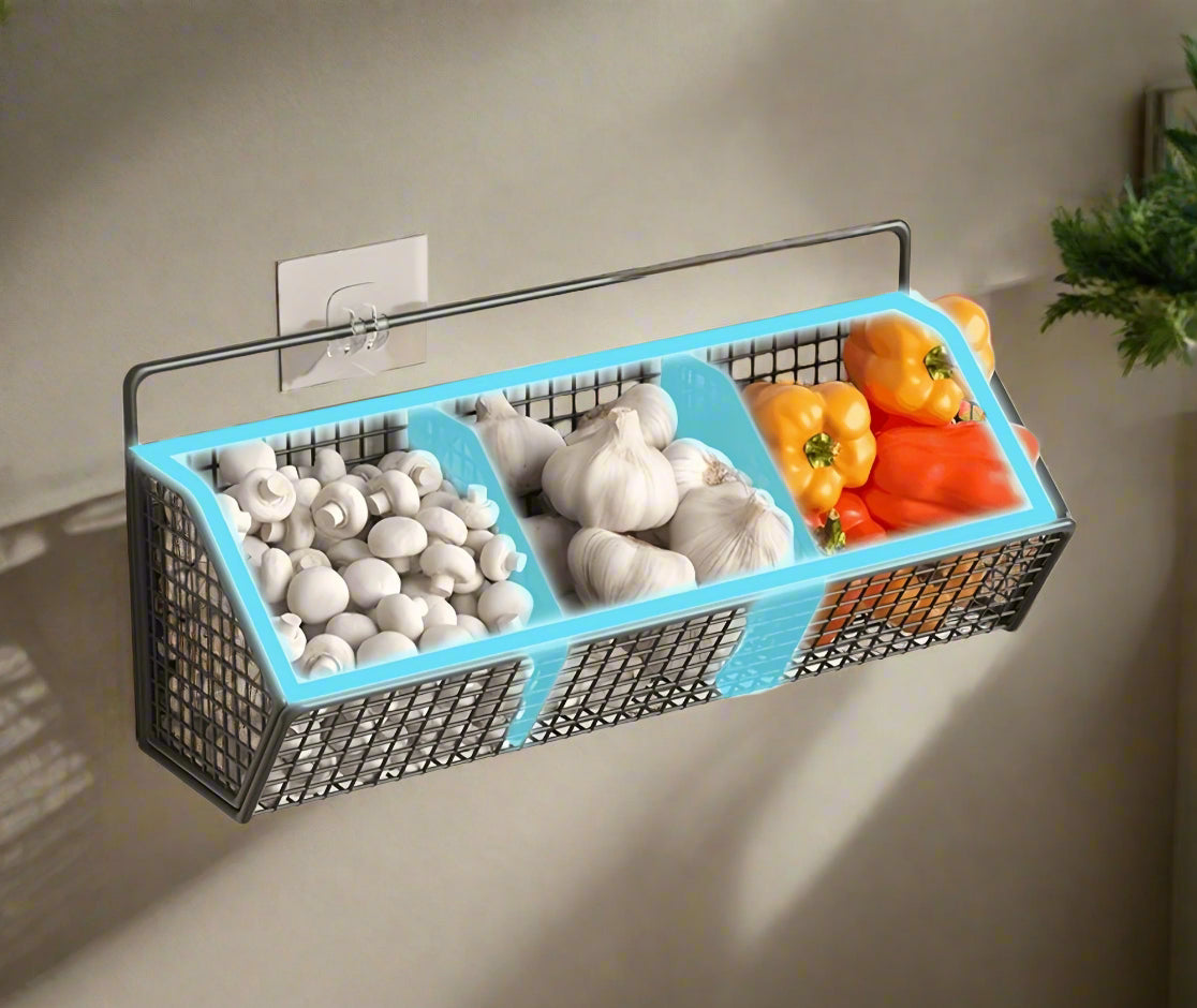 Wall-Mounted Kitchen Storage Basket – Space-Saving Hanging Organizer