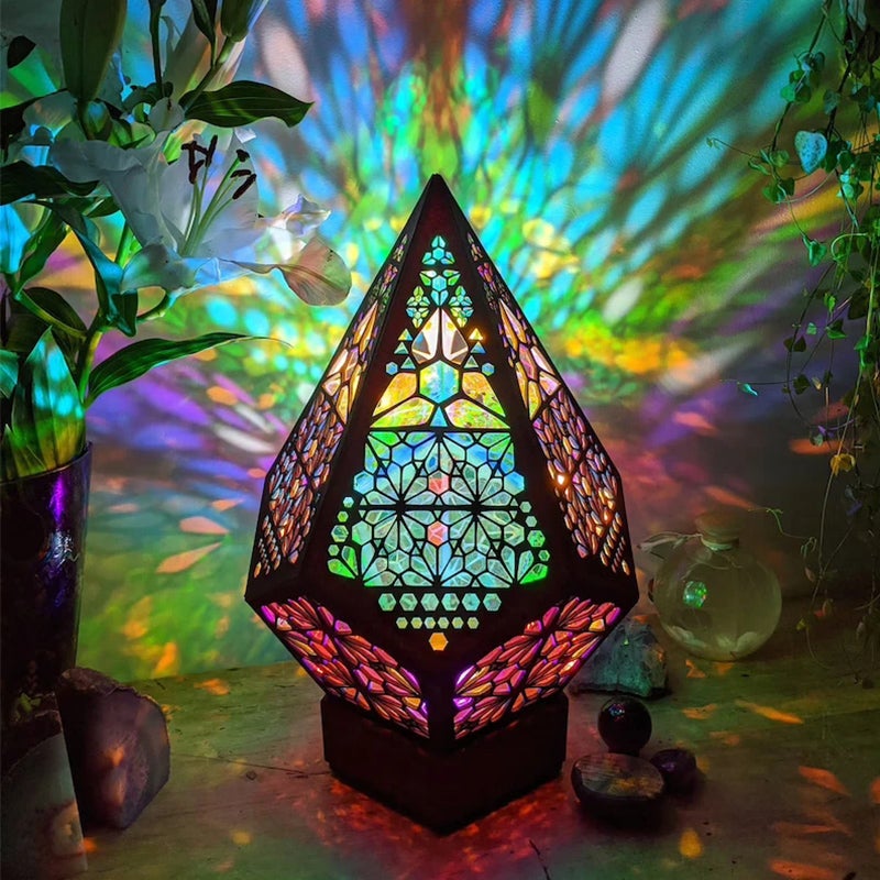 Celestia Bohemian Wooden Star Projector Lamp – Colorful LED Night Light