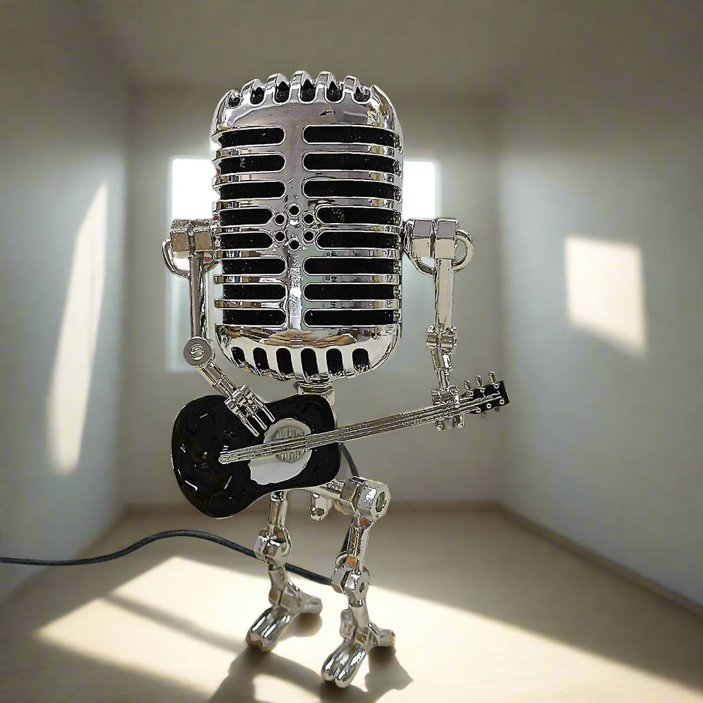 MicBots - Vintage Microphone LED Robots with Musical Instruments