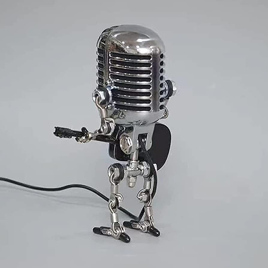 MicBots - Vintage Microphone LED Robots with Musical Instruments
