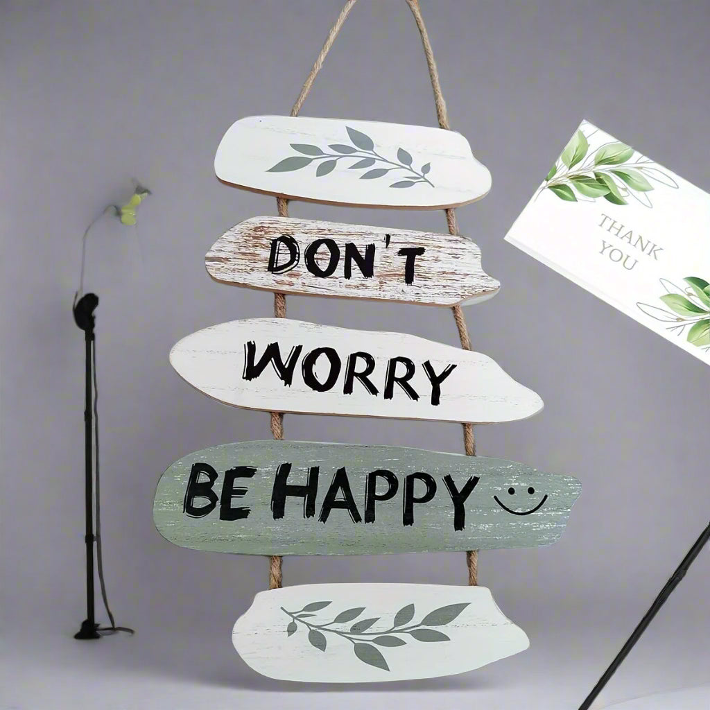 RusticGlow - "Don't Worry, Be Happy" Wooden Wall Hanging Decor