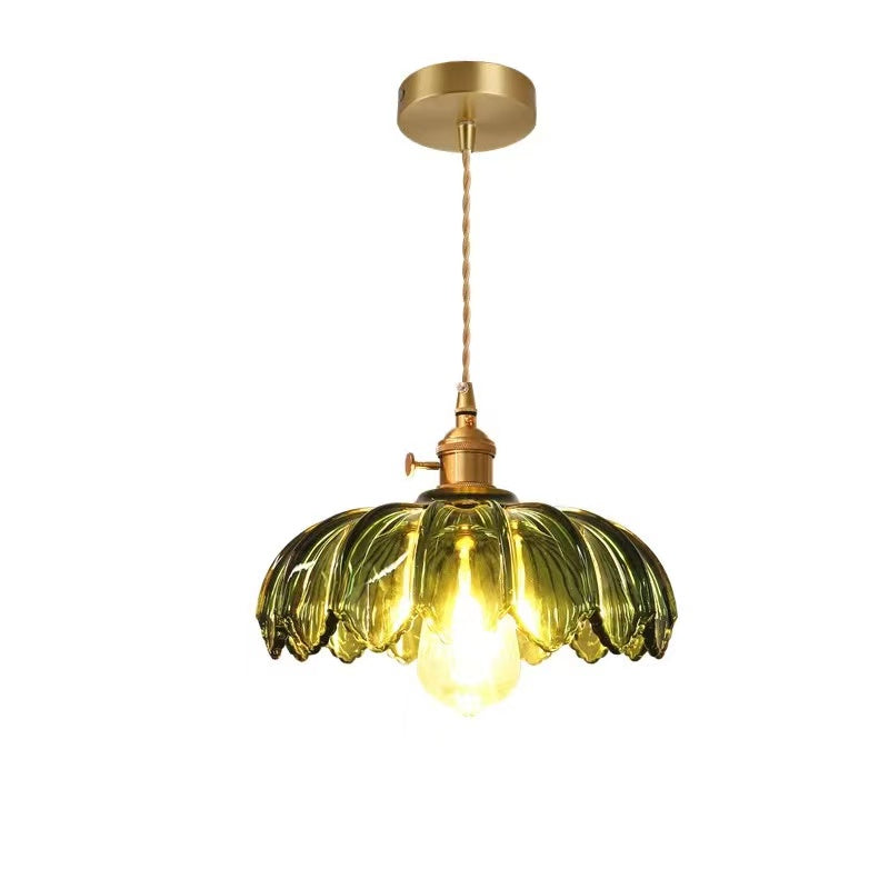 BlossomGlow – Elegant Scalloped Glass Ceiling Light