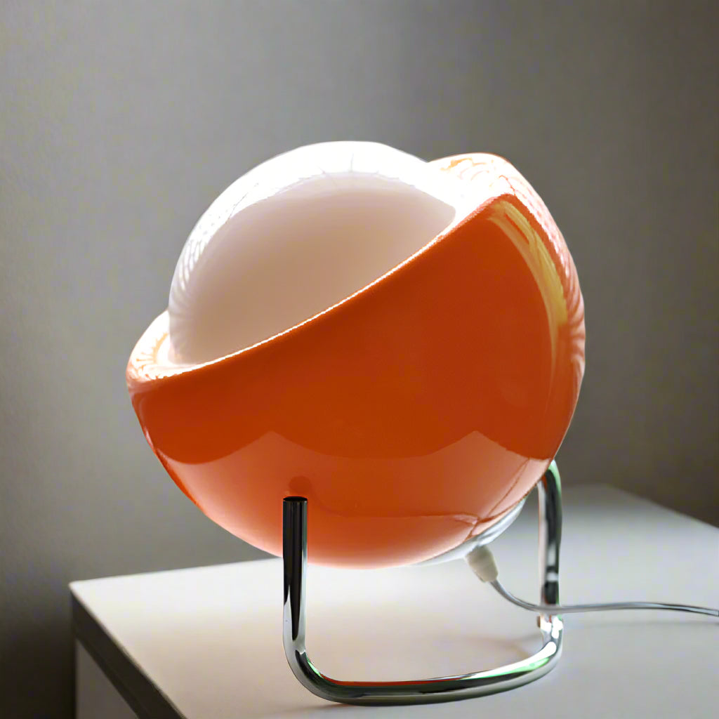 LumoOrb - Mid-Century Modern Table Lamp with Orange Sphere Shade