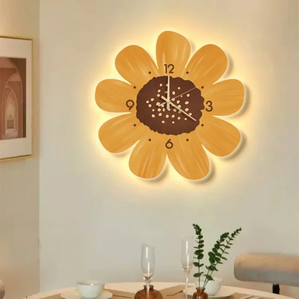 BloomGlow - Wall-mounted Flower Clock with Gentle LED Lighting