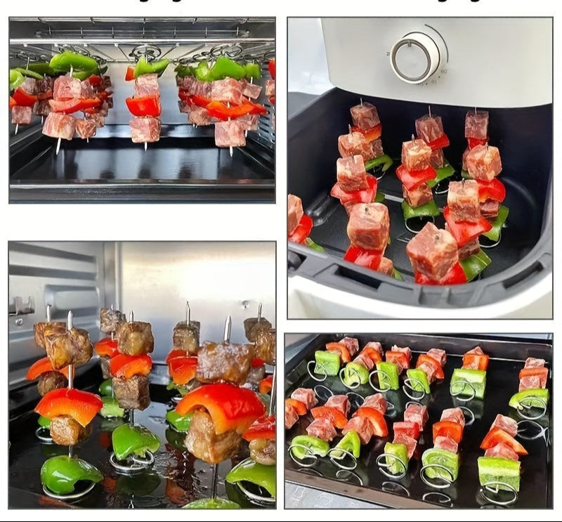 GrillMaster 10-Piece Stainless Steel Skewers – Perfect for Air Fryer & Oven
