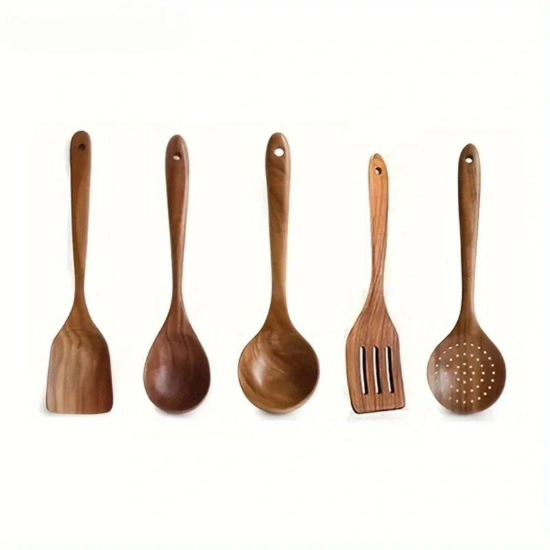 RusticElegance - Wooden Cooking Utensils Set