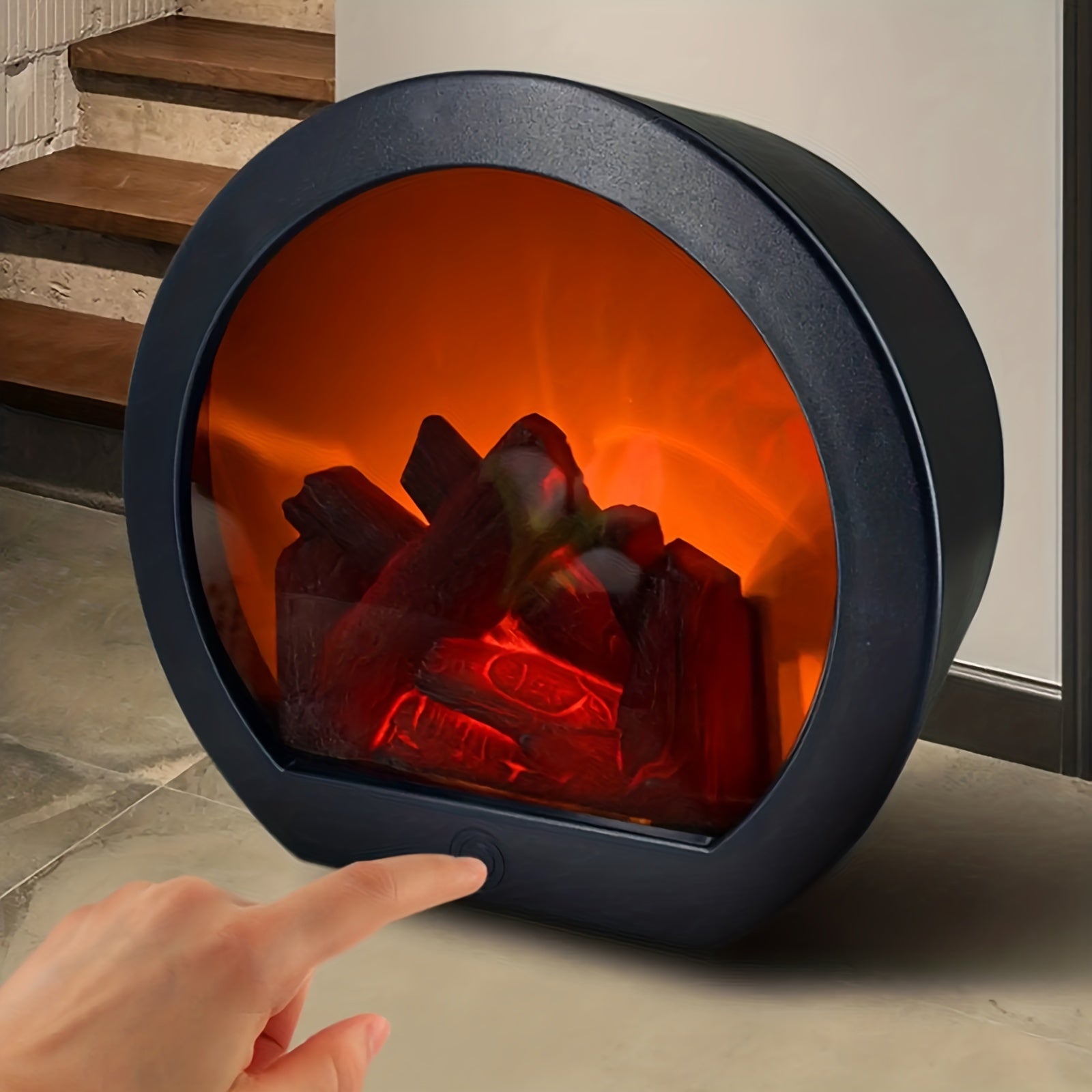 GlowHearth - Round Tabletop Fireplace with Realistic LED Flames
