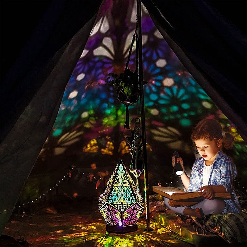 Celestia Bohemian Wooden Star Projector Lamp – Colorful LED Night Light