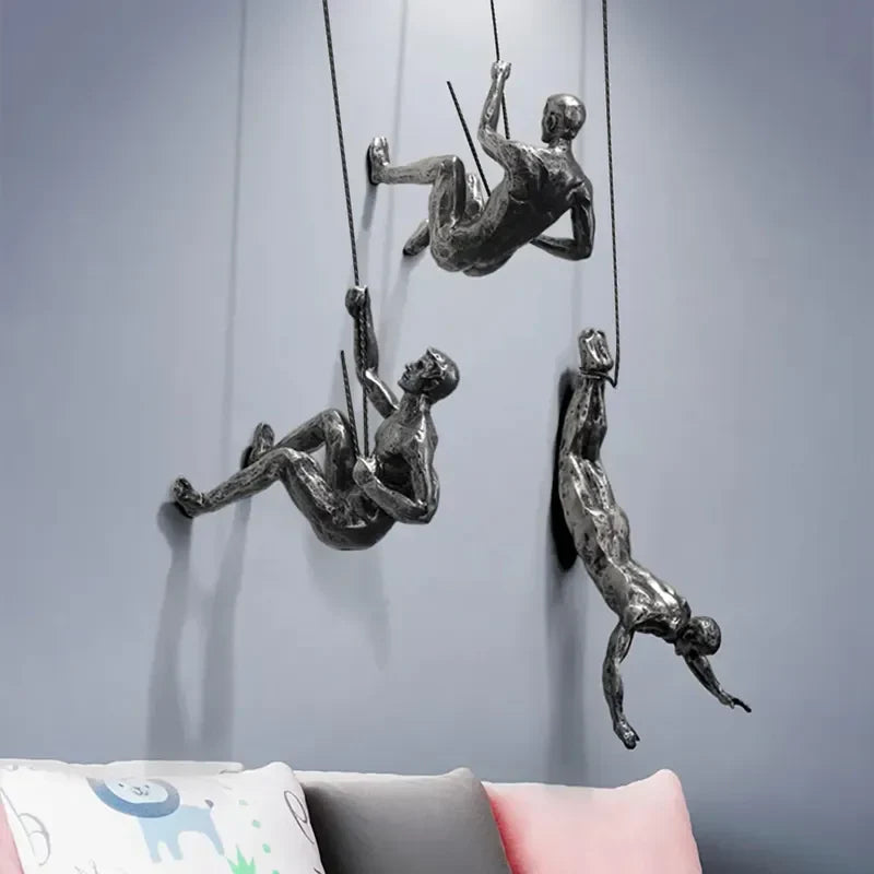 Elevate Climbing Man Wall Decor Set – Modern 3D Art for Unique Interiors